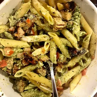 Basil Pesto Pasta with grilled chicken.