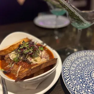 a bowl of food on a table
