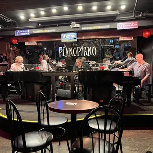 a group of people sitting at a bar