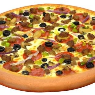 a pizza with various toppings