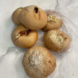 cheese, guava/cheese, and coconut pastries