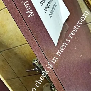 No Female products in Men&apos;s restroom the sign says so