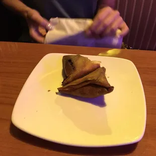 The overcooked beef phyllo that just just about broke our teeth