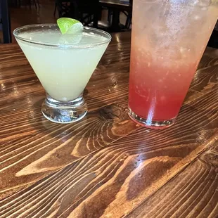 Tropical martini and sunrise cocktail