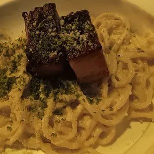 Carbonara 4.25/5 Interesting Take. OUTSTANDING Pork Belly. Perfect Pasta. A Bit Dry.