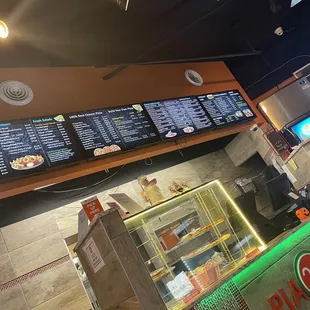 the menu of a pizza restaurant