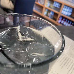 Someone's lipstick residue on my water glass.