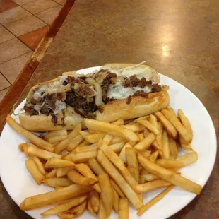 Cheesesteak and fries