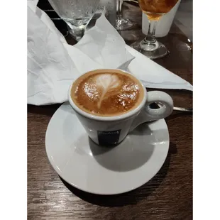 a cappuccino on a saucer