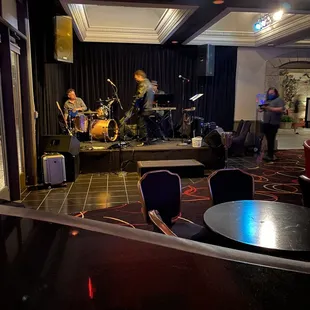 a band playing in the background