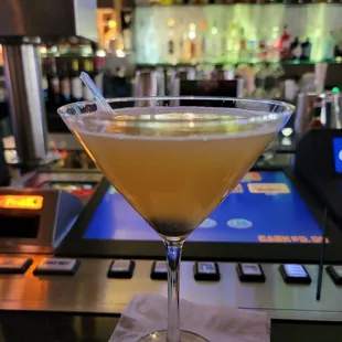 a martini in a martini glass