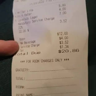 Hidden service charge