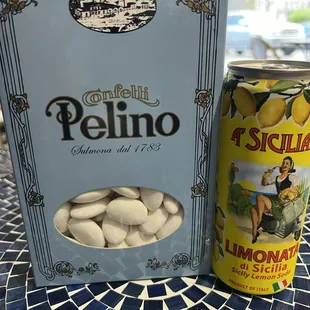Candied almonds and lemon soda