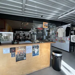 Inside, coffee counter