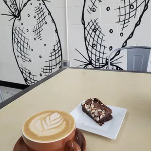 Latte w/ Pistachio Milk &amp; GF Brownie