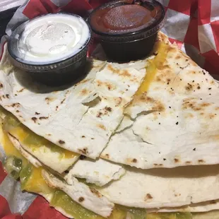 Green chili quesadillas