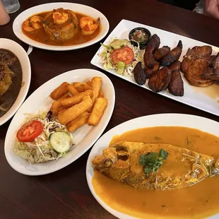 Mofongo, Pork Chops, and Red Snapper