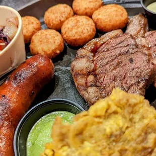 Mixed Platter and Fried Plantain (Bottom Right) from our appetizer plate