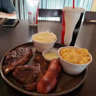 Picanha Plate w/mashed potatoes and mac and cheese ($16.99)