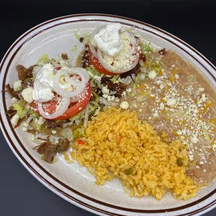 Sopes plate. Real homemade sopes. Available in Chicken, Beef, Asada, Carnitas, Al Pastor, and Chorizo.