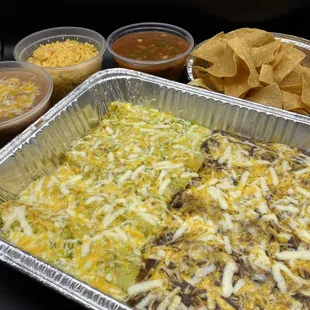 Enchilada Family Pack. Includes one quart of rice and beans.