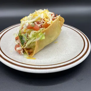 Crispy Taco. Chicken, beef, or potato inside!