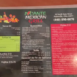 menu
