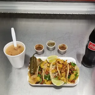 a plate of food and a drink