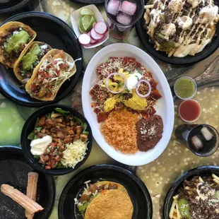  table full of mexican food