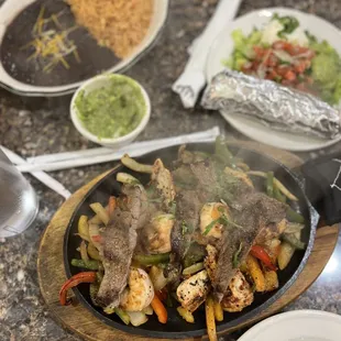 Chicken, Steak and Shrimp Fajitas