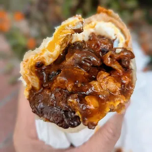Chiccharon burrito.. Egg, carnitas, Oaxacan cheese..