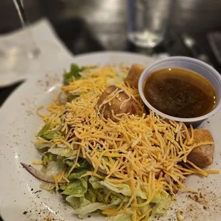 House salad with house made apple vinaigrette.