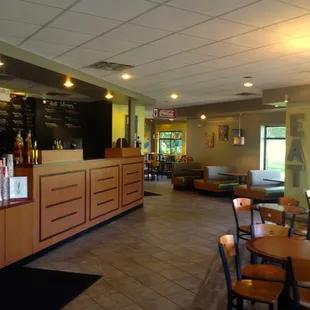 the inside of a restaurant