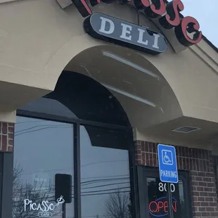 the entrance to the restaurant