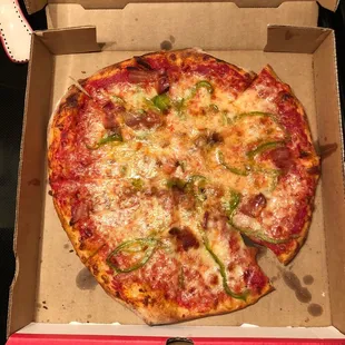 Bacon and green pepper carry out