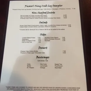 Dinner Menu