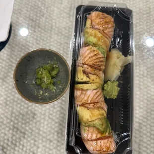 alaskan roll with a side of kizami wasabi (which you can buy frozen at hmart!, it's amazing)