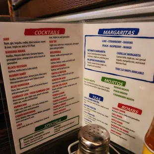 Drinks menu