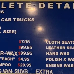 Price list