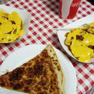 a slice of cheese pizza and a slice of cheese pizza