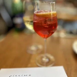 Aperitivo Spritz ($16) and 2023 M.Mathis, Santa Cruz Mountains Albarinio ($18)