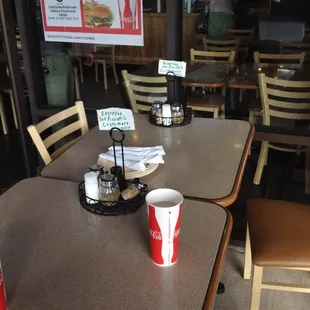 A couple tables outside and more inside.  They helped us set up some tables to put together as well.