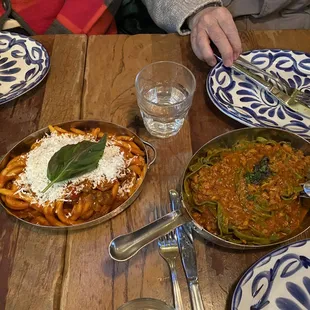 Maccheroni alla norma and Tagliatelle with ragu