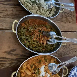 Dill and Sausage pasta, Ragu, and Scampi pasta lunch specials