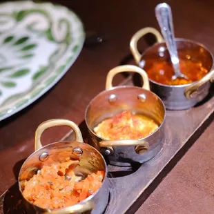 complimentary oil, hummus, and carrots