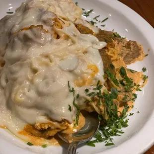 Angel hair with Pink Sauce and meatballs and melted mozzarella