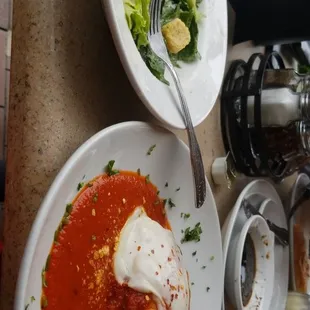 Lasagna and ceasar salad ( lunch portion)