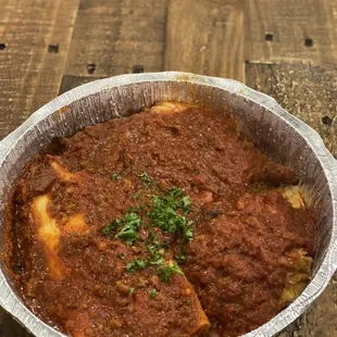 Tour of Italy. Chicken parmigiana, eggplant parmigiana and manicotti.