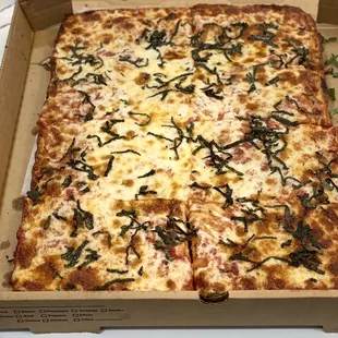 Sicilian Pie with Fresh Basil. Dynamite!