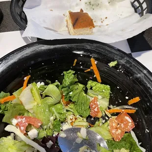 Chopped salad and what&apos;s left of the bread